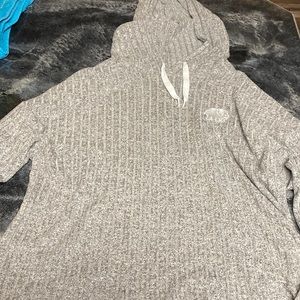 Large ivory Ella hooded cropped sweater.